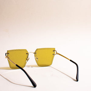 Glam Affair Square Cateye Yellow Sunglass Eyewear June Trading