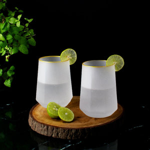 Ocean Breeze Frosted Glass (Set of 2) Glasses June Trading