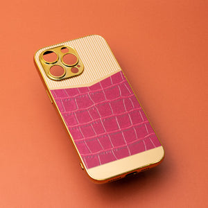 Golden Ruby Pink Luxury Embossed Design iPhone Cover Mobile Phone Cases June Trading iPhone 14 Pro Max