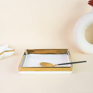 Aurulent Edge Square Starter Plate (7 Inches) Serving Tray June Trading