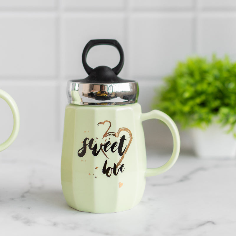 Lime Green Coffee Mug With Lid Coffee Mugs ERL Sweet Love