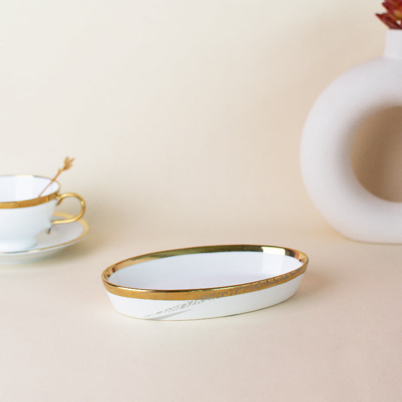 Aurulent Edge Small Oval Tray Serving Tray June Trading