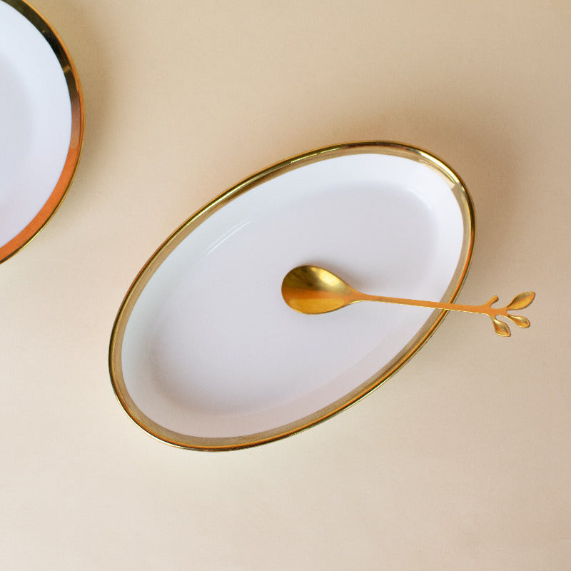 Aurulent Edge Small Oval Tray Serving Tray June Trading