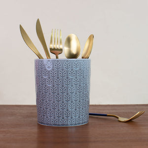 Traditional Pattern Cutlery Stand Cutlery Stand June Trading Grey Leaves