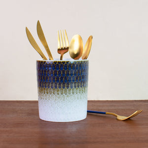 Traditional Pattern Cutlery Stand Cutlery Stand June Trading Blended Blue & White