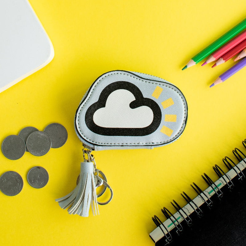 Cloudy Day Coin Pouch Keychain Keychain ERL Blue Grey