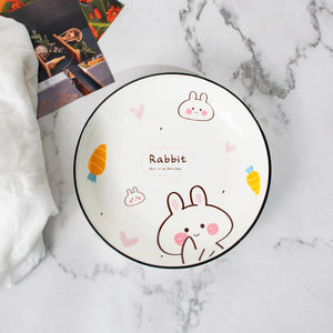 Animal Ceramic Plate Starter Plates June Trading Shy Rabbit
