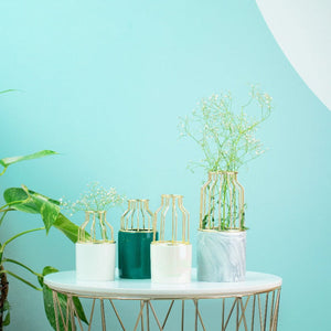 Cylindrical Vase With Gold Metal Cage Vases June Trading