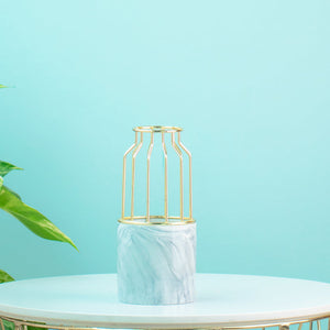 Cylindrical Vase With Gold Metal Cage Vases June Trading Marble
