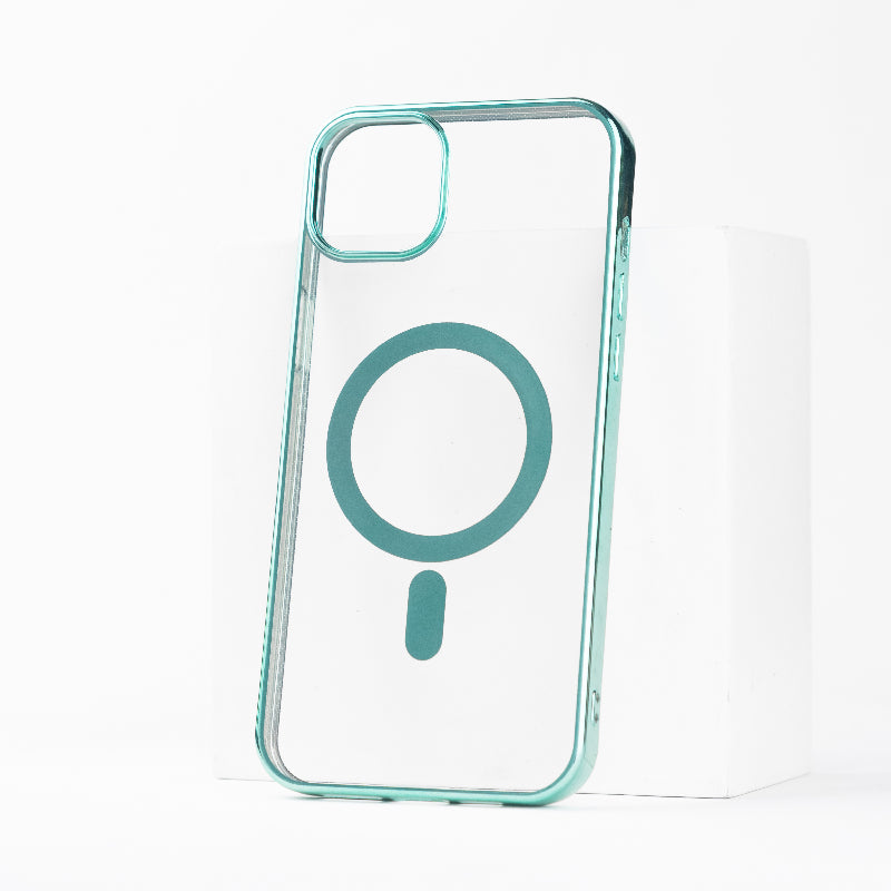 Metallichrome Seafoam Green Magsafe Clear iPhone Cover Mobile Phone Cases June Trading iPhone 14 Plus