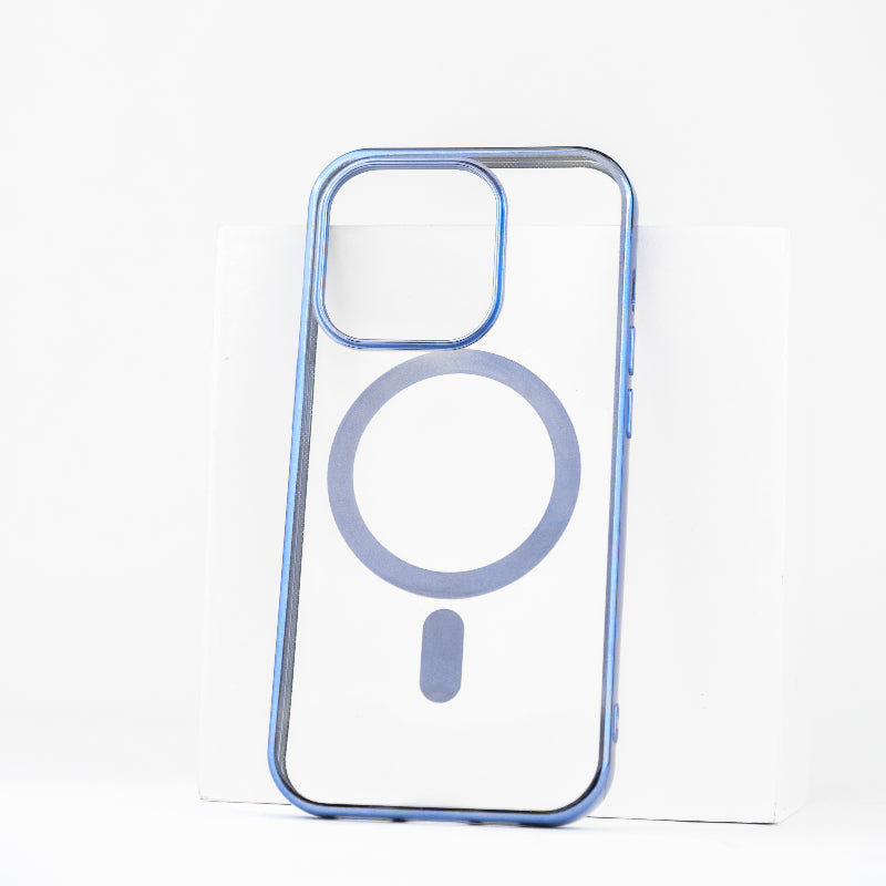 Metallichrome Azure Blue Magsafe Clear iPhone Cover Mobile Phone Cases June Trading iPhone 14 Pro
