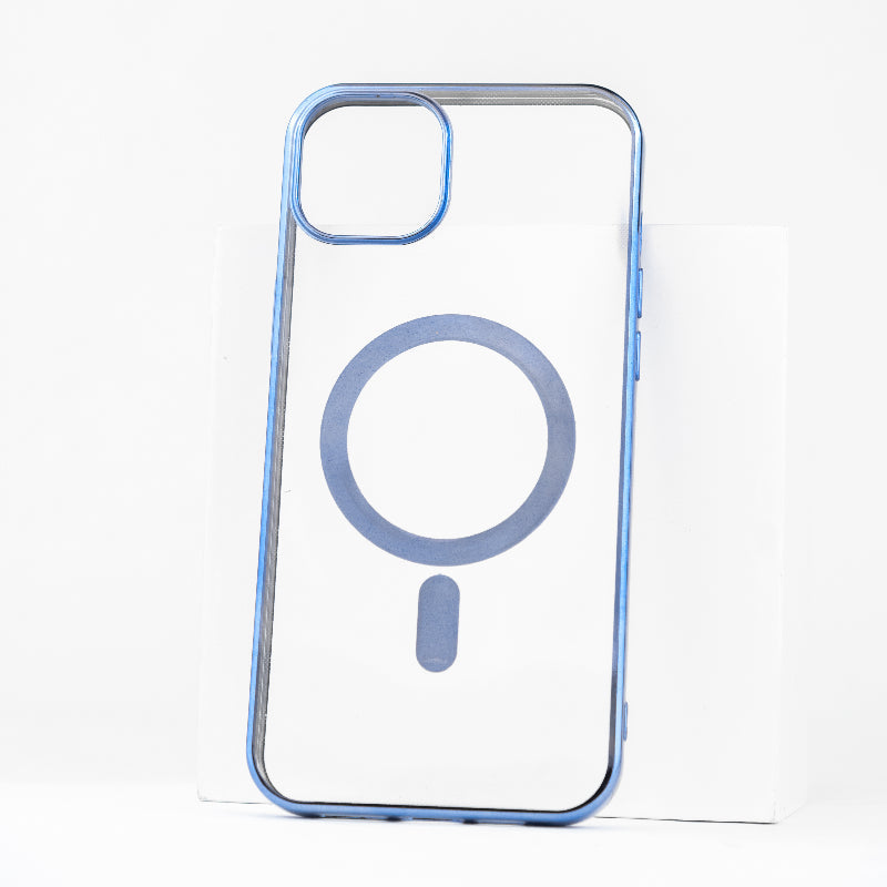 Metallichrome Azure Blue Magsafe Clear iPhone Cover Mobile Phone Cases June Trading iPhone 14 Plus