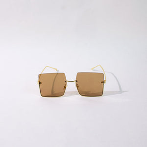 Oversized Half Rim Brown Tint Sunglass Eyewear June Trading