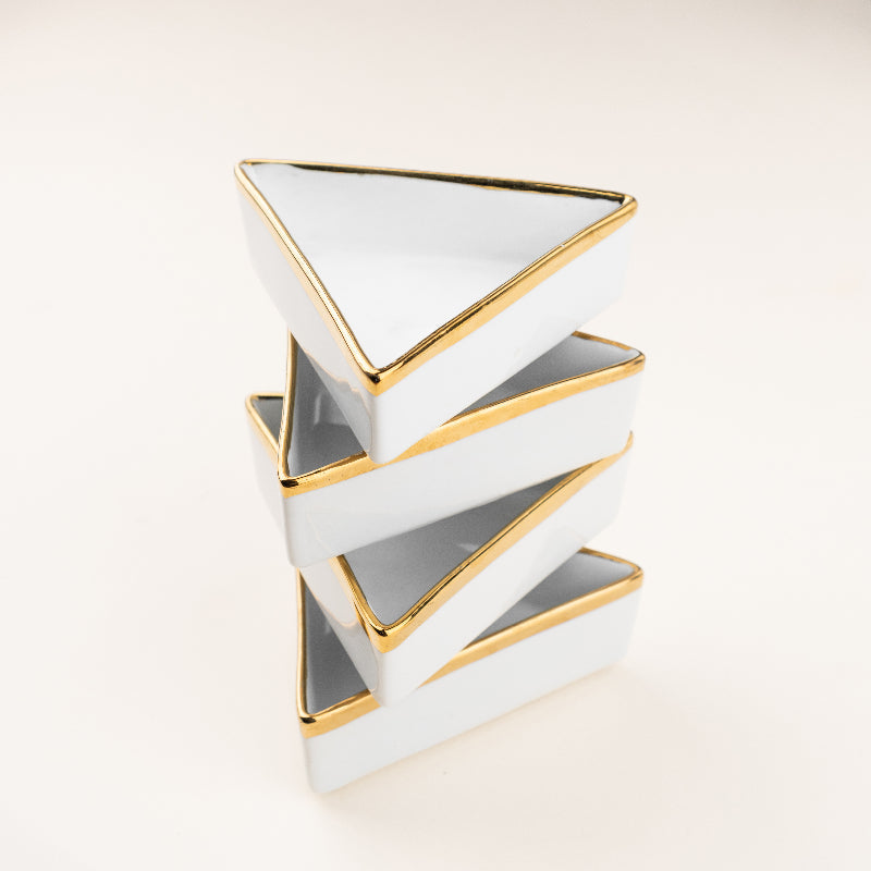 Aurulent Edge Triangle Bowl (Set Of 4) Serving Bowls June Trading