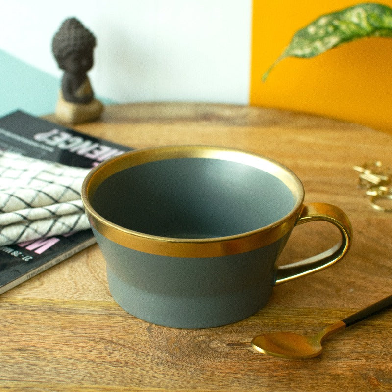 Aurulent Accent Smoke Grey Cup Tea Cups June Trading