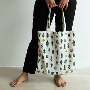 Tropical Print White Tote Bag Tote Bag ERL