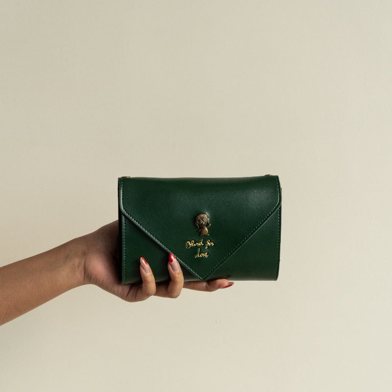 Vintage Leather Sling Clutch Women Sling Bag ERL Olive Green