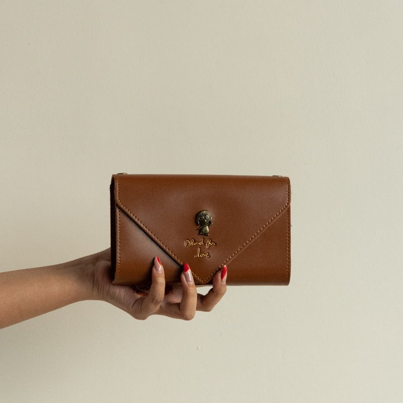 Vintage Leather Sling Clutch Women Sling Bag ERL Tan Brown