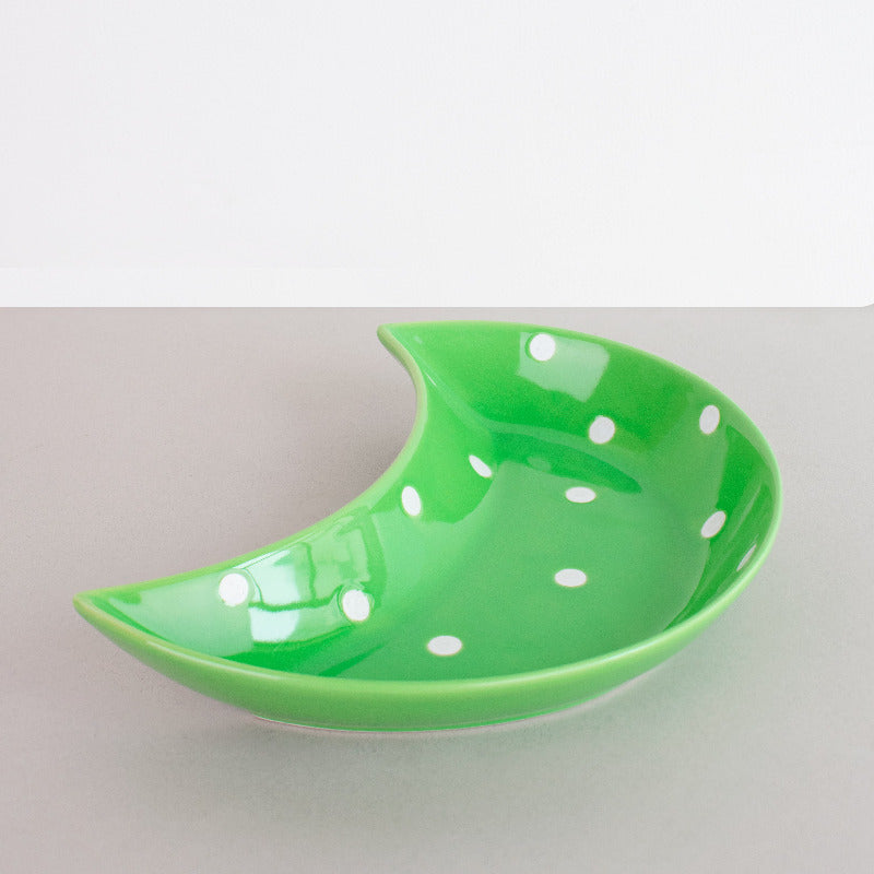 Crescent Polka Dot Serving Plate Serving Plates June Trading Leafy Green