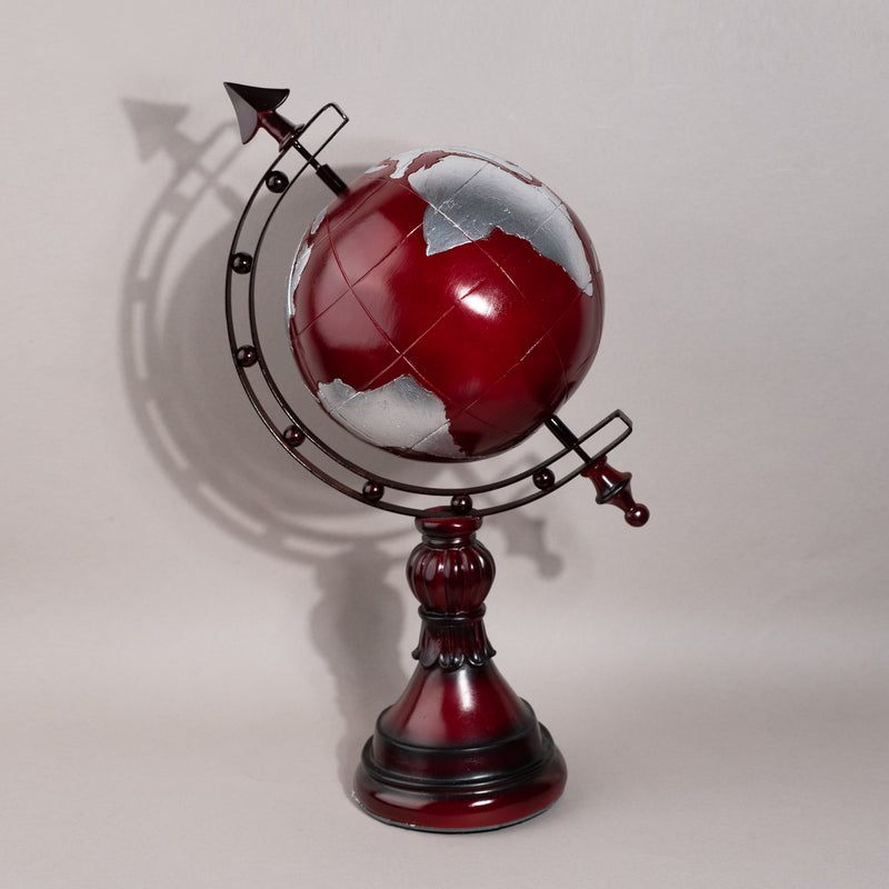 Vintage Red & Silver Globe Artifact Artifacts June Trading