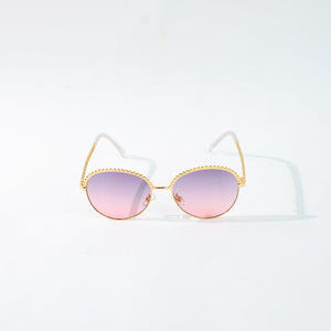 Round Vintage Gold Rim Purple Sunglass Eyewear June Trading