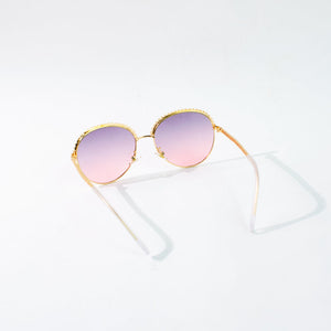 Round Vintage Gold Rim Purple Sunglass Eyewear June Trading