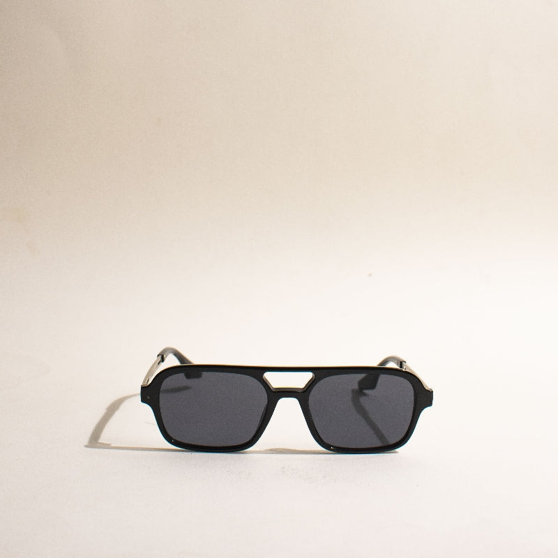 Soigné Flat-Bar Aviator Black Sunglass Eyewear June Trading