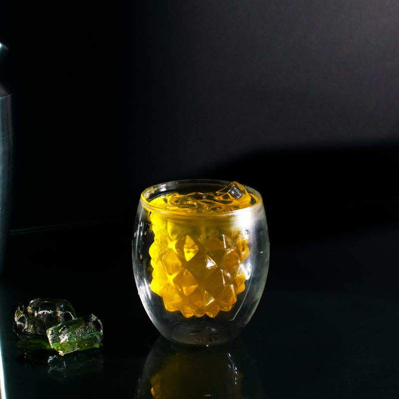 Intricate Pineapple Shape Double Walled Glass Glasses June Trading