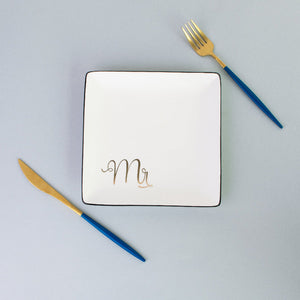 Mr. & Mrs. Ceramic Square Starter Plate Starter Plates June Trading Mr.