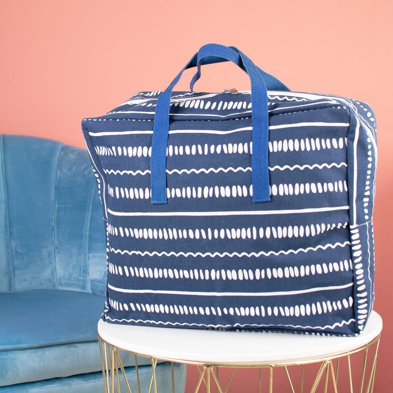 Aztec Pattern Blanket Cover Bag Tote Bag June Trading Blue Handblock