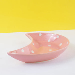 Crescent Polka Dot Serving Plate Serving Plates June Trading Crepe Pink
