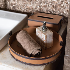 Caramel Brown Vegan Leather Storage Home Organizers Desk Organisers June Trading