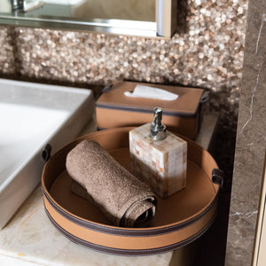 Caramel Brown Vegan Leather Storage Home Organizers Desk Organisers June Trading