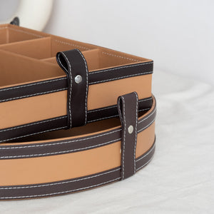 Caramel Brown Vegan Leather Storage Home Organizers Desk Organisers June Trading