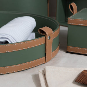 Elegant Emerald Vegan Leather Storage Home Organizers Desk Organisers June Trading