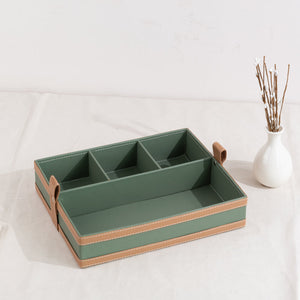Elegant Emerald Vegan Leather Storage Home Organizers Desk Organisers June Trading Desk Organizer