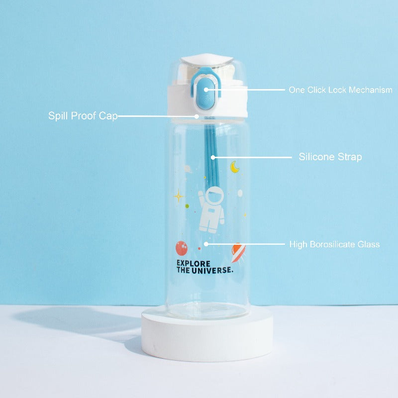 Into the Universe One-Click Lock Transparent Glass Water Bottle Bottles June Trading