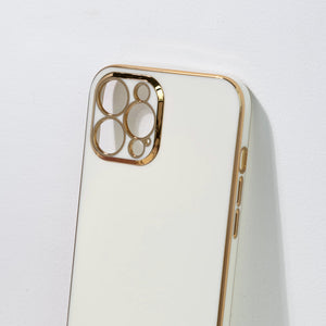 Apple iPhone 12 Golden Edge Solid Color Cover iPhone 12 June Trading Pearl White