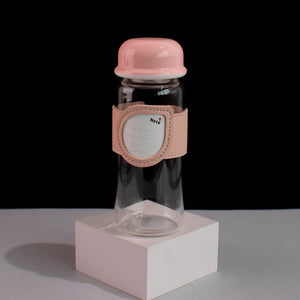 Sleeve With Note Transparent Glass Water Bottle Bottles June Trading Rose Pink