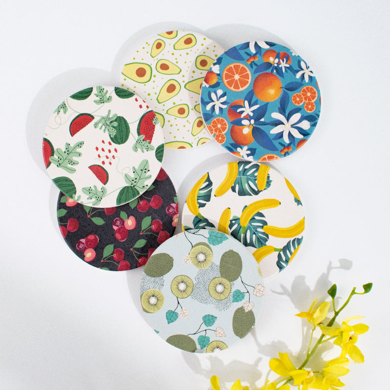 Fresh Fruits (Set Of 6) - Ceramic Coasters Coasters June Trading