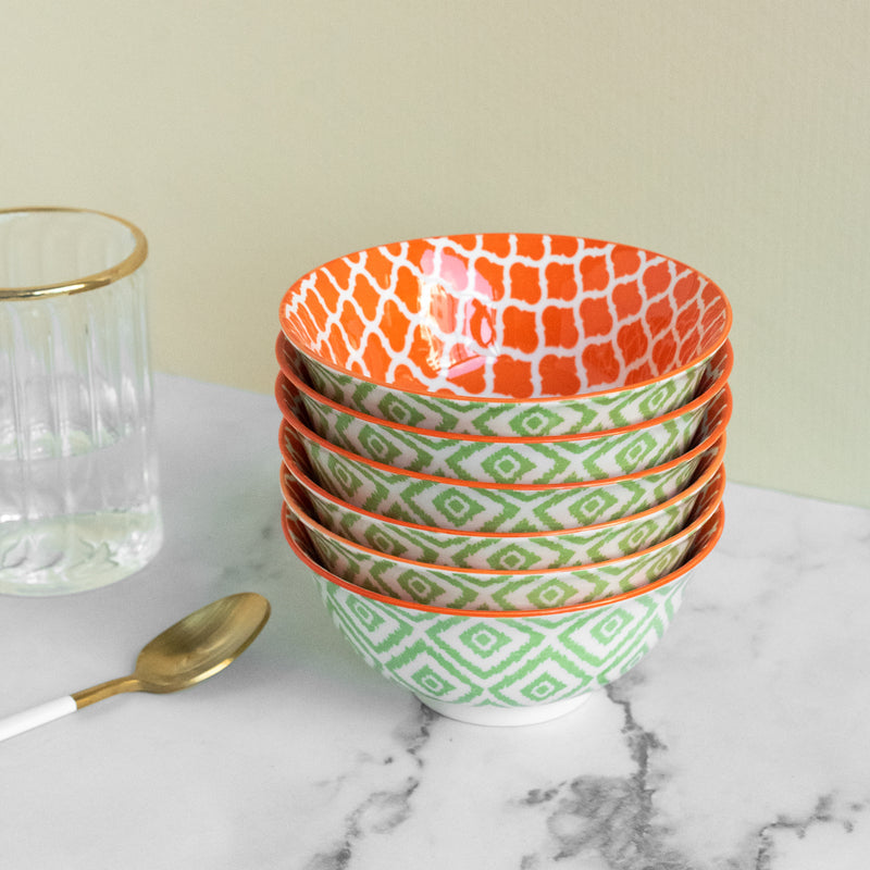 Sunset Orange Pattern Moroccan Bowl Bowls June Trading