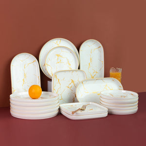 Marble Accent Dinner Ware With Square Plates - 18 Pieces Dinner Sets June Trading