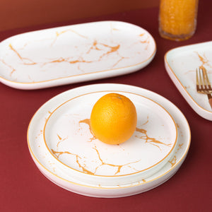 Marble Accent Dinner Ware With Square Plates - 18 Pieces Dinner Sets June Trading