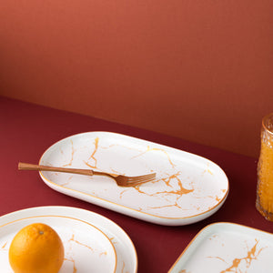 Marble Accent Dinner Ware With Square Plates - 18 Pieces Dinner Sets June Trading