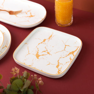 Marble Accent Dinner Ware With Square Plates - 18 Pieces Dinner Sets June Trading
