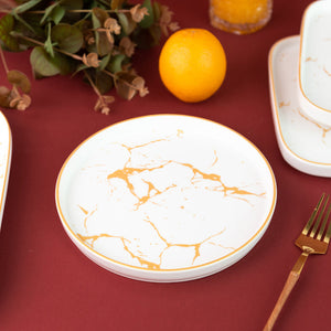 Marble Accent Dinner Ware With Square Plates - 18 Pieces Dinner Sets June Trading