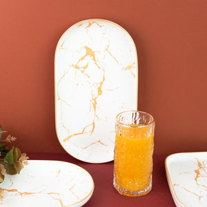 Marble Accent Dinner Ware With Square Plates - 18 Pieces Dinner Sets June Trading