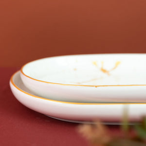 Marble Accent On White Snack Plate (9 Inches) Dinner Plates June Trading