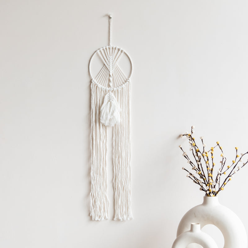 Layered Long Macrame Handmade Wall Hanging With Lights Macrame June Trading