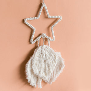 Star Macrame Handmade Wall Hanging With Fairy Lights Macrame June Trading